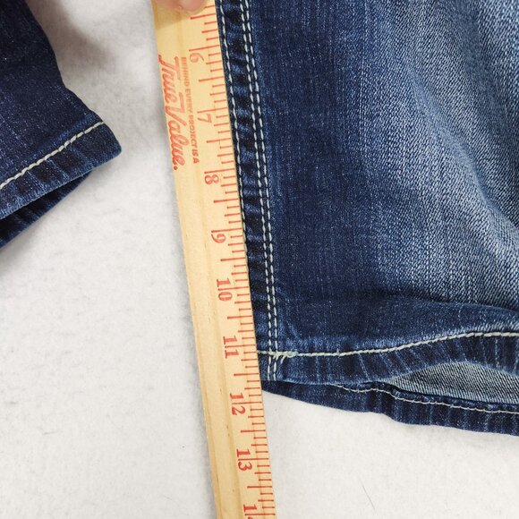 Daytrip Shorts Womens 26 Blue Virgo Low Rise Y2K Embroidered Denim Jean Bermuda - Picture 5 of 12